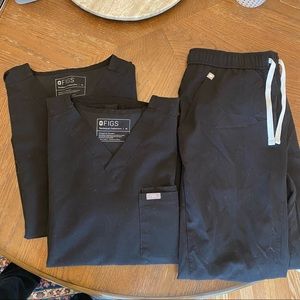 FIGS technical collection scrubs- two shirts and one pant